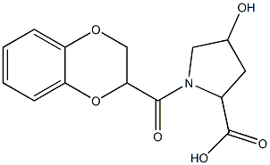 1-(2,3-dihydro-1,4-benzodioxin-2-ylcarbonyl)-4-hydroxypyrrolidine-2-carboxylic acid Struktur