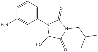 1-(3-aminophenyl)-5-hydroxy-3-(2-methylpropyl)imidazolidine-2,4-dione Struktur