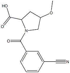 1-(3-cyanobenzoyl)-4-methoxypyrrolidine-2-carboxylic acid Struktur