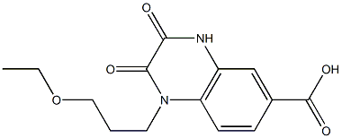 1-(3-ethoxypropyl)-2,3-dioxo-1,2,3,4-tetrahydroquinoxaline-6-carboxylic acid Struktur