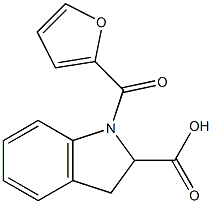 1-(furan-2-ylcarbonyl)-2,3-dihydro-1H-indole-2-carboxylic acid Struktur