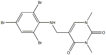 1,3-dimethyl-5-{[(2,4,6-tribromophenyl)amino]methyl}-1,2,3,4-tetrahydropyrimidine-2,4-dione Struktur