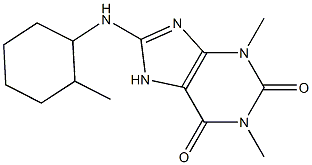 1,3-dimethyl-8-[(2-methylcyclohexyl)amino]-2,3,6,7-tetrahydro-1H-purine-2,6-dione Struktur