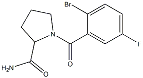 1-[(2-bromo-5-fluorophenyl)carbonyl]pyrrolidine-2-carboxamide Struktur