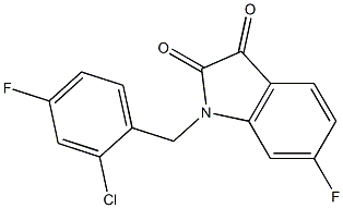 1-[(2-chloro-4-fluorophenyl)methyl]-6-fluoro-2,3-dihydro-1H-indole-2,3-dione Struktur