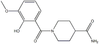 1-[(2-hydroxy-3-methoxyphenyl)carbonyl]piperidine-4-carboxamide Struktur