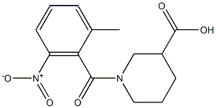 1-[(2-methyl-6-nitrophenyl)carbonyl]piperidine-3-carboxylic acid Struktur