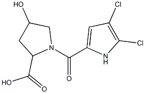 1-[(4,5-dichloro-1H-pyrrol-2-yl)carbonyl]-4-hydroxypyrrolidine-2-carboxylic acid Struktur