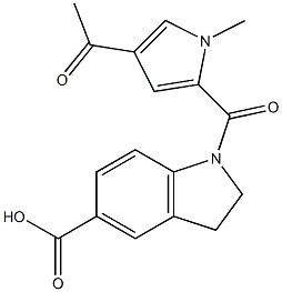 1-[(4-acetyl-1-methyl-1H-pyrrol-2-yl)carbonyl]indoline-5-carboxylic acid Struktur