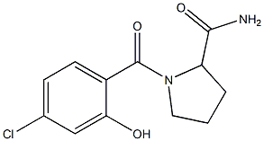 1-[(4-chloro-2-hydroxyphenyl)carbonyl]pyrrolidine-2-carboxamide Struktur