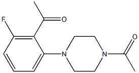 1-[2-(4-acetylpiperazin-1-yl)-6-fluorophenyl]ethan-1-one Struktur