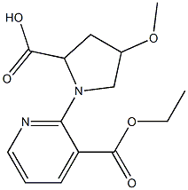 1-[3-(ethoxycarbonyl)pyridin-2-yl]-4-methoxypyrrolidine-2-carboxylic acid Struktur