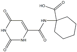 1-{[(2,6-dioxo-1,2,3,6-tetrahydropyrimidin-4-yl)carbonyl]amino}cyclohexanecarboxylic acid Struktur