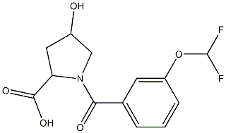 1-{[3-(difluoromethoxy)phenyl]carbonyl}-4-hydroxypyrrolidine-2-carboxylic acid Struktur