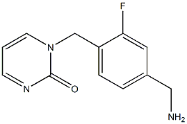 1-{[4-(aminomethyl)-2-fluorophenyl]methyl}-1,2-dihydropyrimidin-2-one Struktur