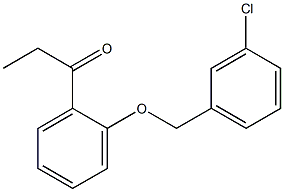 1-{2-[(3-chlorophenyl)methoxy]phenyl}propan-1-one Struktur