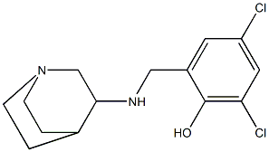 2-({1-azabicyclo[2.2.2]octan-3-ylamino}methyl)-4,6-dichlorophenol Struktur