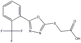 2-({5-[2-(trifluoromethyl)phenyl]-1,3,4-oxadiazol-2-yl}sulfanyl)acetic acid Struktur