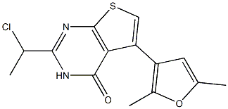 2-(1-chloroethyl)-5-(2,5-dimethylfuran-3-yl)-3H,4H-thieno[2,3-d]pyrimidin-4-one Struktur