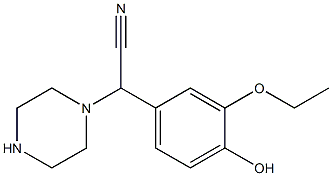 2-(3-ethoxy-4-hydroxyphenyl)-2-(piperazin-1-yl)acetonitrile Struktur