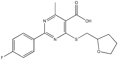 2-(4-fluorophenyl)-4-methyl-6-[(tetrahydrofuran-2-ylmethyl)thio]pyrimidine-5-carboxylic acid Struktur