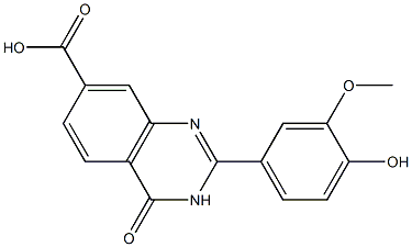 2-(4-hydroxy-3-methoxyphenyl)-4-oxo-3,4-dihydroquinazoline-7-carboxylic acid Struktur