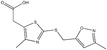 2-(4-methyl-2-{[(3-methyl-1,2-oxazol-5-yl)methyl]sulfanyl}-1,3-thiazol-5-yl)acetic acid Struktur