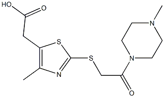 2-(4-methyl-2-{[2-(4-methylpiperazin-1-yl)-2-oxoethyl]sulfanyl}-1,3-thiazol-5-yl)acetic acid Struktur