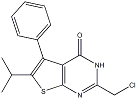 2-(chloromethyl)-5-phenyl-6-(propan-2-yl)-3H,4H-thieno[2,3-d]pyrimidin-4-one Struktur