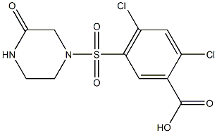 2,4-dichloro-5-[(3-oxopiperazine-1-)sulfonyl]benzoic acid Struktur