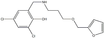 2,4-dichloro-6-({[3-(furan-2-ylmethoxy)propyl]amino}methyl)phenol Struktur