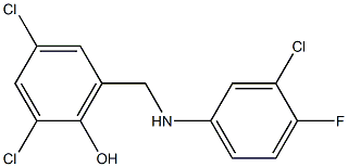 2,4-dichloro-6-{[(3-chloro-4-fluorophenyl)amino]methyl}phenol Struktur