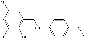 2,4-dichloro-6-{[(4-ethoxyphenyl)amino]methyl}phenol Struktur