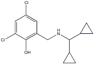 2,4-dichloro-6-{[(dicyclopropylmethyl)amino]methyl}phenol Struktur