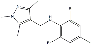 2,6-dibromo-4-methyl-N-[(1,3,5-trimethyl-1H-pyrazol-4-yl)methyl]aniline Struktur