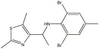 2,6-dibromo-N-[1-(2,5-dimethyl-1,3-thiazol-4-yl)ethyl]-4-methylaniline Struktur