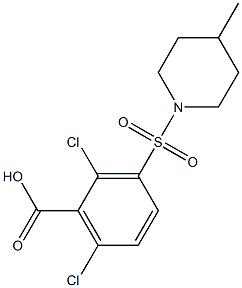 2,6-dichloro-3-[(4-methylpiperidine-1-)sulfonyl]benzoic acid Struktur