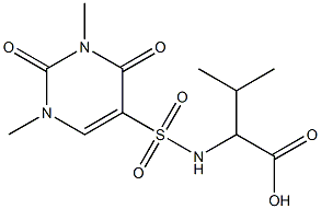 2-[(1,3-dimethyl-2,4-dioxo-1,2,3,4-tetrahydropyrimidine-5-)sulfonamido]-3-methylbutanoic acid Struktur