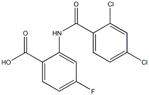 2-[(2,4-dichlorobenzene)amido]-4-fluorobenzoic acid Struktur