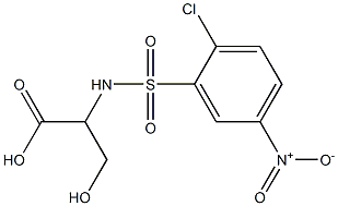 2-[(2-chloro-5-nitrobenzene)sulfonamido]-3-hydroxypropanoic acid Struktur