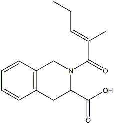 2-[(2E)-2-methylpent-2-enoyl]-1,2,3,4-tetrahydroisoquinoline-3-carboxylic acid Struktur