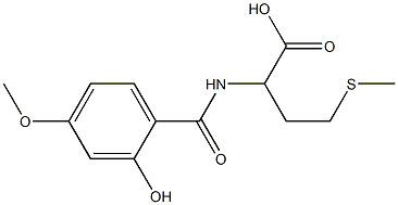 2-[(2-hydroxy-4-methoxybenzoyl)amino]-4-(methylthio)butanoic acid Struktur