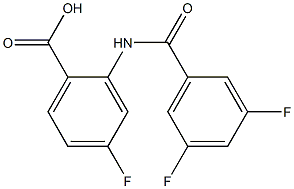 2-[(3,5-difluorobenzene)amido]-4-fluorobenzoic acid Struktur