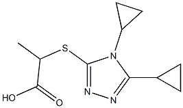 2-[(4,5-dicyclopropyl-4H-1,2,4-triazol-3-yl)thio]propanoic acid Struktur