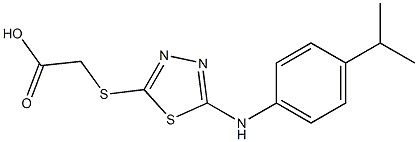 2-[(5-{[4-(propan-2-yl)phenyl]amino}-1,3,4-thiadiazol-2-yl)sulfanyl]acetic acid Struktur