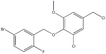 2-[(5-bromo-2-fluorophenyl)methoxy]-1-chloro-5-(chloromethyl)-3-methoxybenzene Struktur