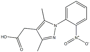 2-[3,5-dimethyl-1-(2-nitrophenyl)-1H-pyrazol-4-yl]acetic acid Struktur