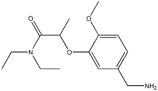 2-[5-(aminomethyl)-2-methoxyphenoxy]-N,N-diethylpropanamide Struktur