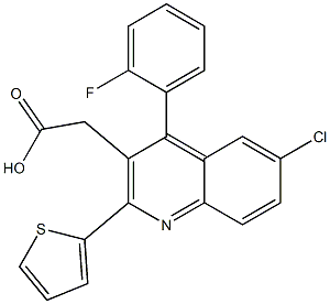 2-[6-chloro-4-(2-fluorophenyl)-2-(thiophen-2-yl)quinolin-3-yl]acetic acid Struktur