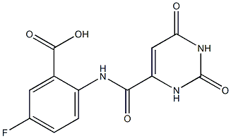 2-{[(2,6-dioxo-1,2,3,6-tetrahydropyrimidin-4-yl)carbonyl]amino}-5-fluorobenzoic acid Struktur